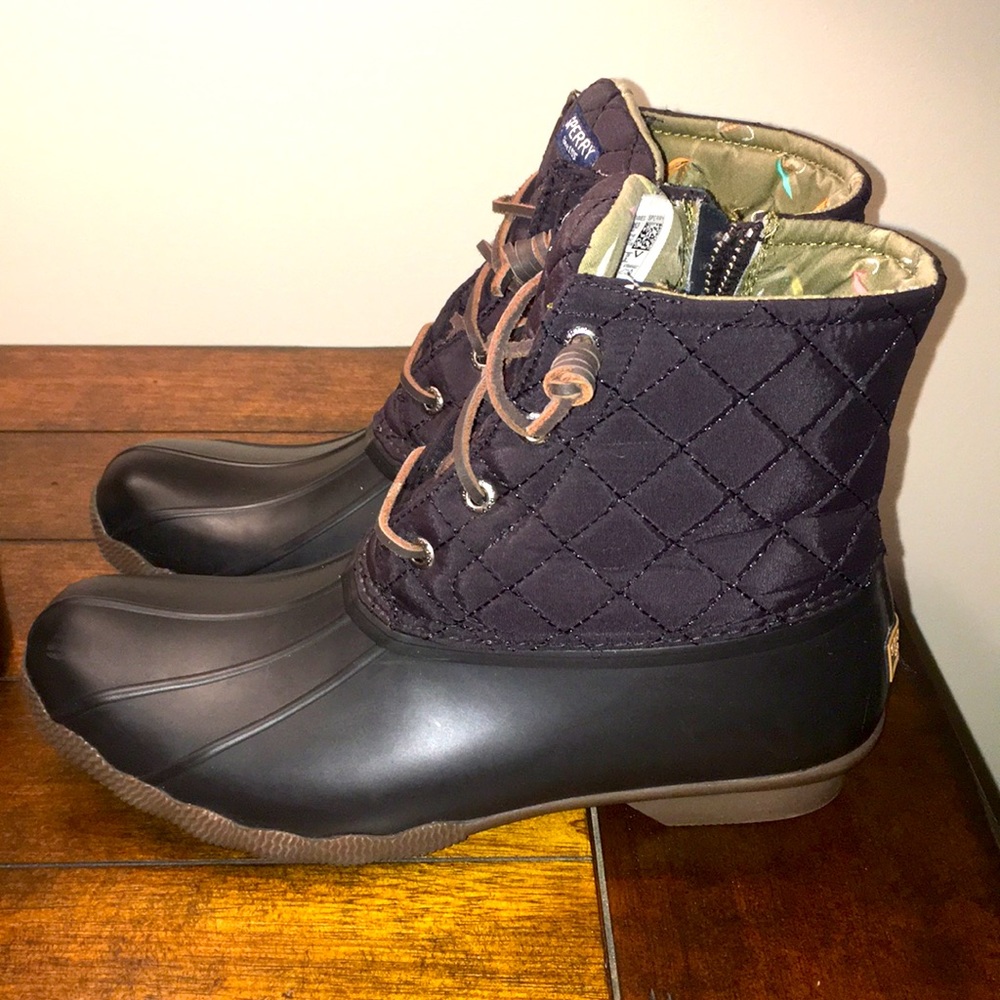 Sperry Saltwater Quilt Nylon Black Boots US Size 9